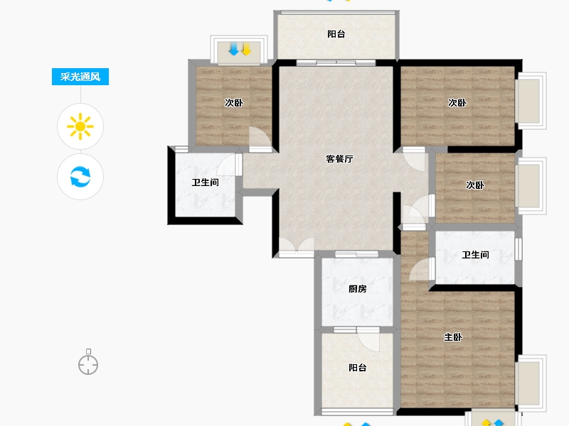 云南省-昆明市-兴景逸园-112.00-户型库-采光通风