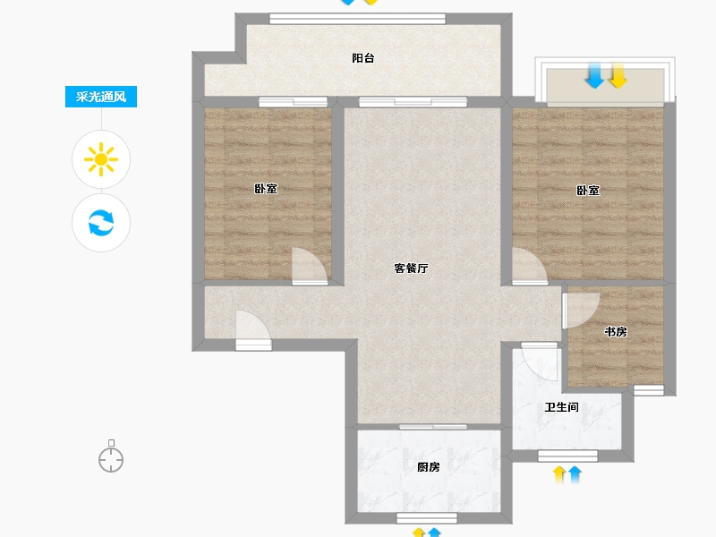 山东省-威海市-中南威高林清月-75.00-户型库-采光通风