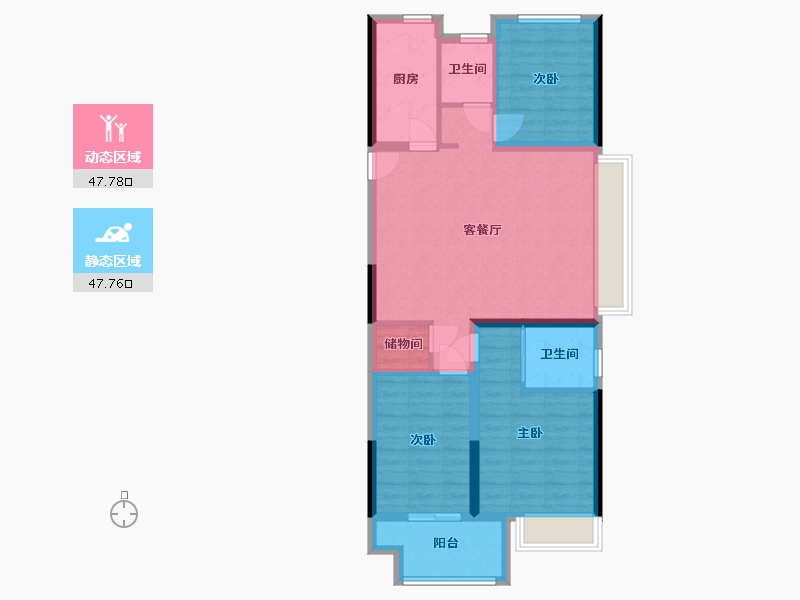 河南省-洛阳市-绿都中梁青云赋-90.28-户型库-动静分区