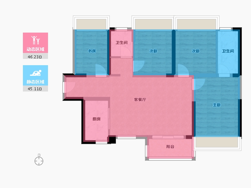 广西壮族自治区-柳州市-荣和公园墅-91.00-户型库-动静分区