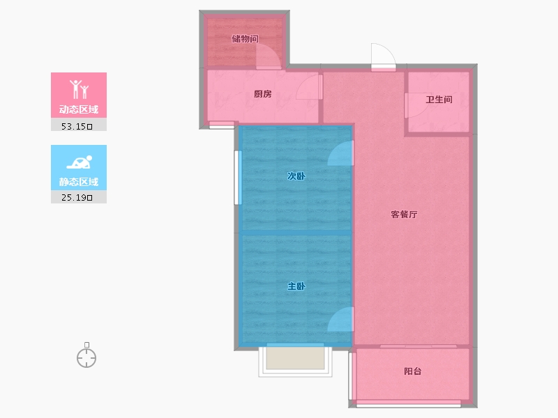 甘肃省-兰州市-梅园小区-87.00-户型库-动静分区