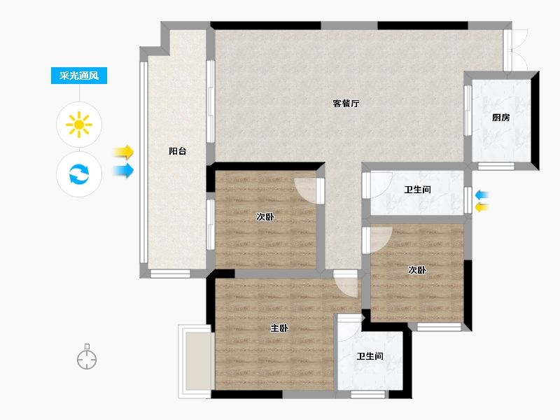 四川省-泸州市-府河新城-92.00-户型库-采光通风