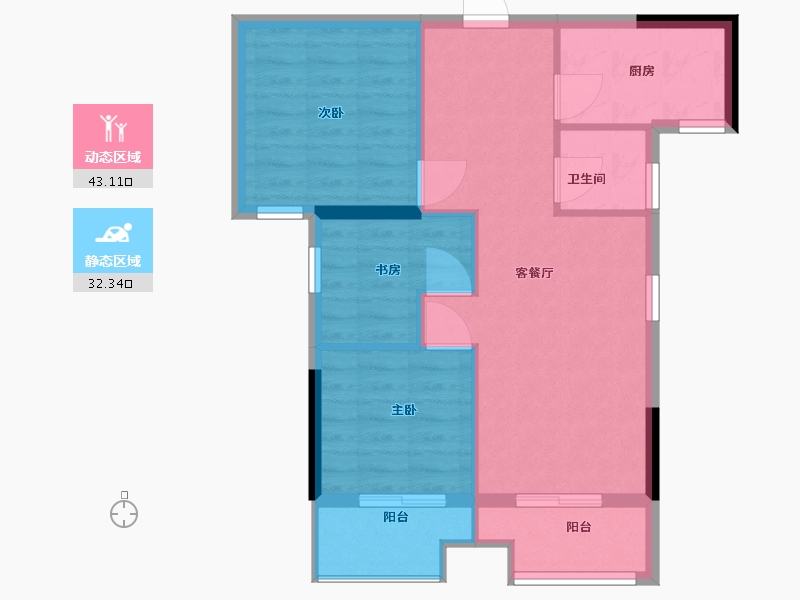 福建省-福州市-万沙嘉苑-68.00-户型库-动静分区