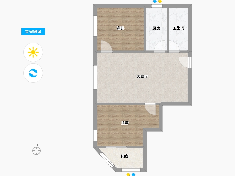 北京-北京市-晨月园小区-66.00-户型库-采光通风