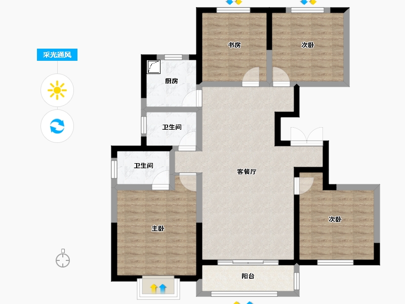 陕西省-西安市-亿科江山悦-113.00-户型库-采光通风