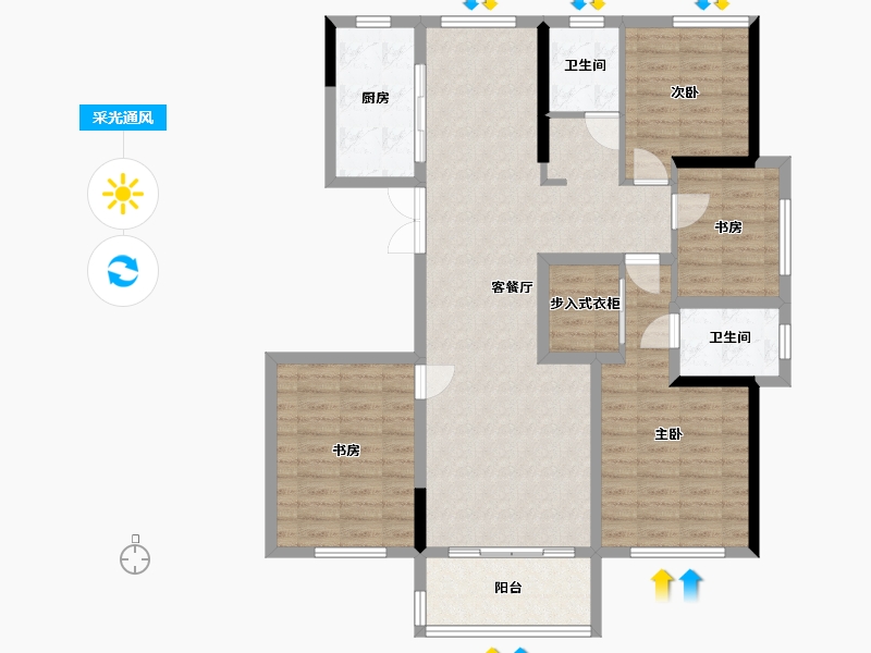 江苏省-泰州市-阳光家园-122.00-户型库-采光通风