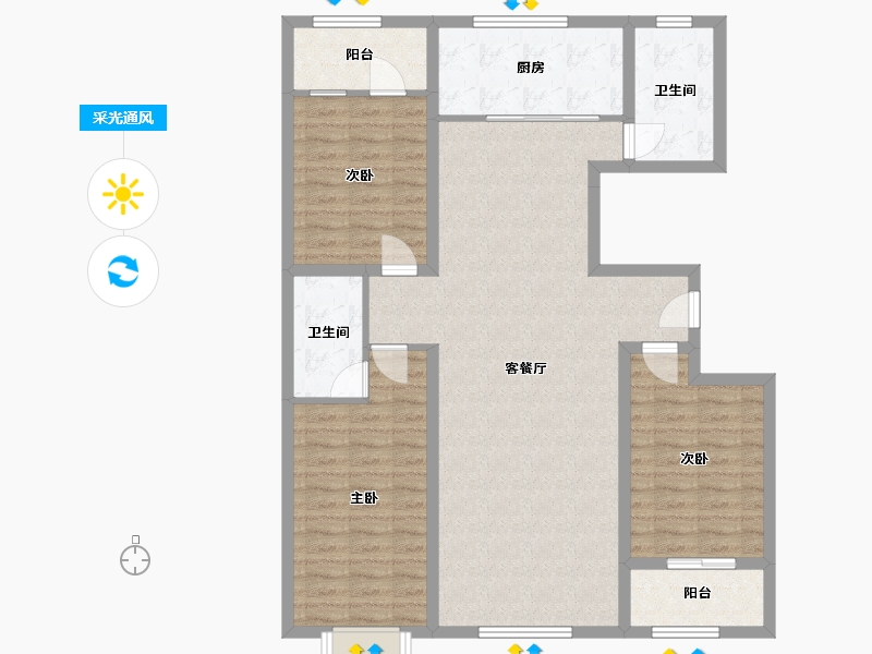 山东省-潍坊市-翰庭家园-128.00-户型库-采光通风