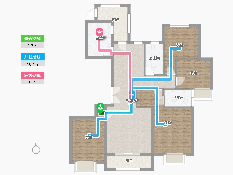 浙江省-杭州市-新华北苑-117.18-户型库-动静线