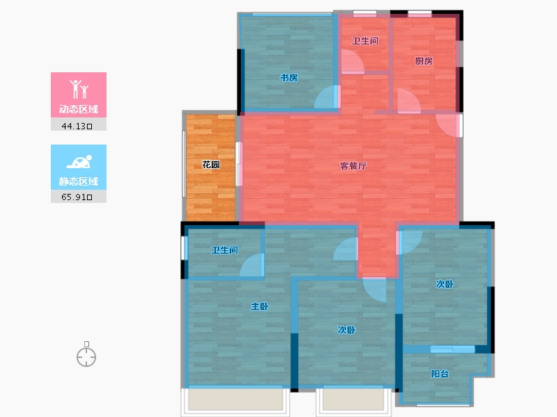 浙江省-台州市-伟星金色朝阳-106.13-户型库-动静分区