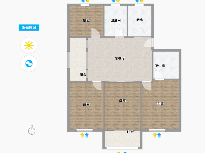 江苏省-苏州市-惠阳三村-130.00-户型库-采光通风