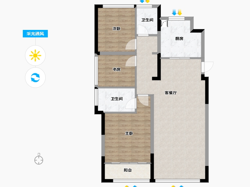 山东省-青岛市-绿城锦棠-96.00-户型库-采光通风