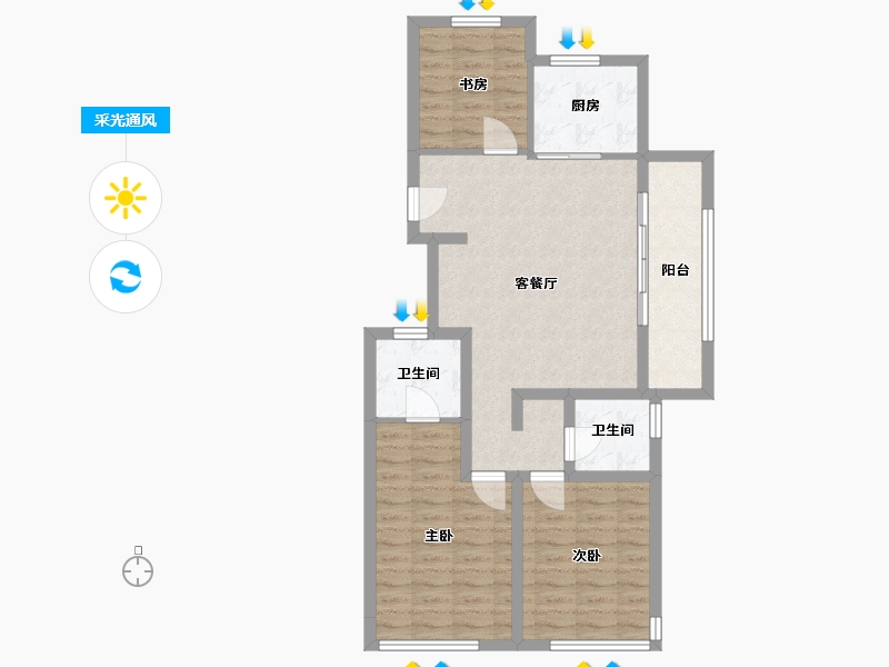 浙江省-杭州市-香港置地上和公元里-81.30-户型库-采光通风