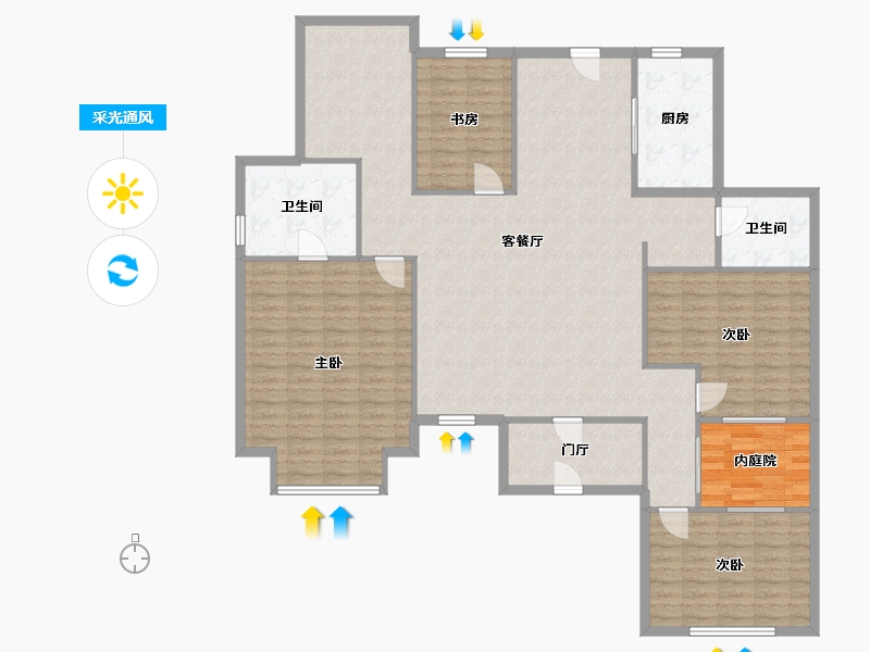 新疆维吾尔自治区-乌鲁木齐市-紫美雅和-165.00-户型库-采光通风