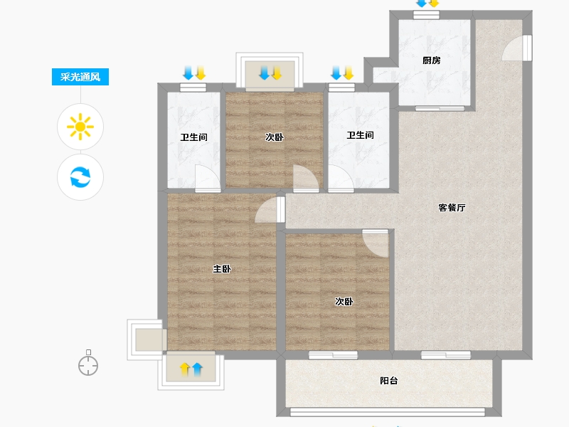 湖北省-宜昌市-城市旅游客厅-80.00-户型库-采光通风