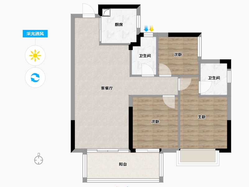 广西壮族自治区-南宁市-龙光天宸-77.00-户型库-采光通风