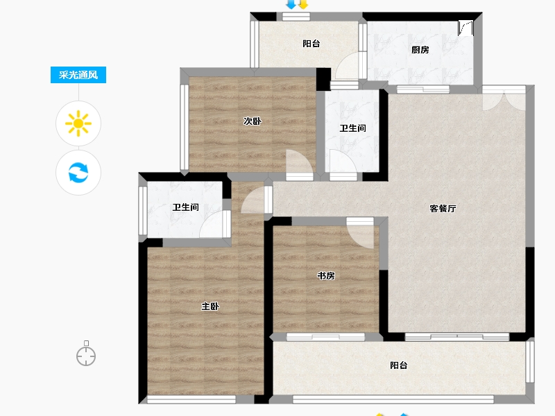 四川省-南充市-御龙湾-98.48-户型库-采光通风