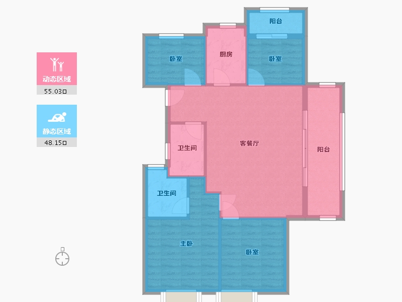 安徽省-黄山市-富徽江澜轩-94.98-户型库-动静分区