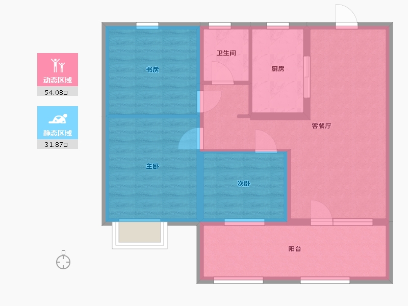 山东省-青岛市-和达正阳北岸-76.00-户型库-动静分区