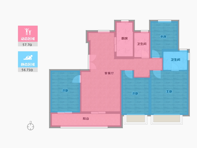 山东省-济南市-仁恒奥体公园世纪-123.00-户型库-动静分区