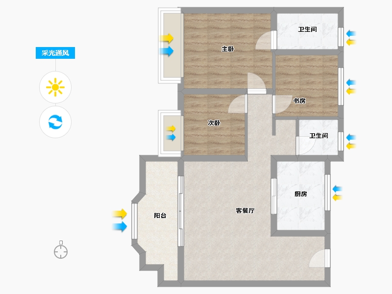 浙江省-嘉兴市-东樾名庭-74.00-户型库-采光通风