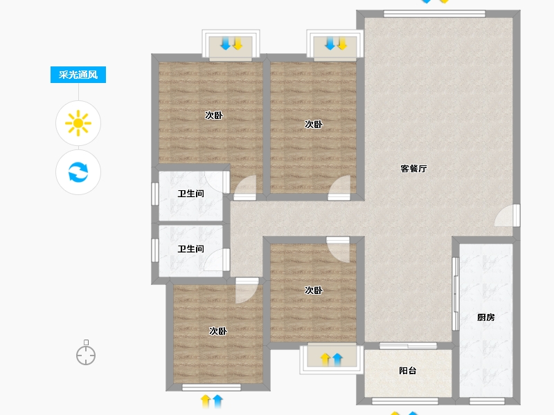 福建省-泉州市-禹洲城市广场-129.00-户型库-采光通风