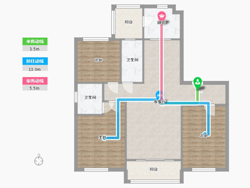 陕西省-西安市-碧桂园凤凰城-95.17-户型库-动静线