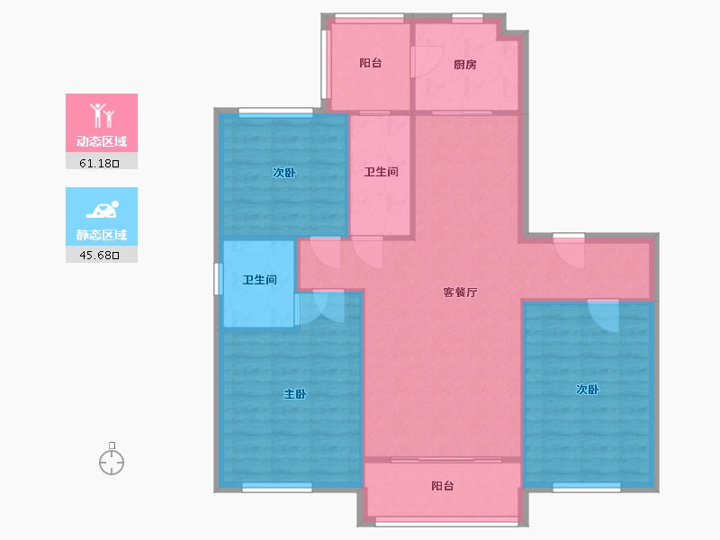 陕西省-西安市-碧桂园凤凰城-95.17-户型库-动静分区