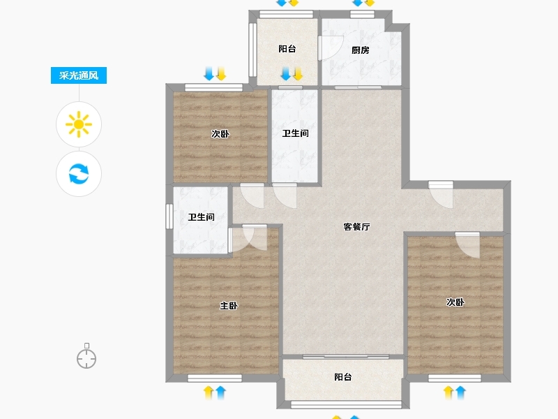 陕西省-西安市-碧桂园凤凰城-95.17-户型库-采光通风