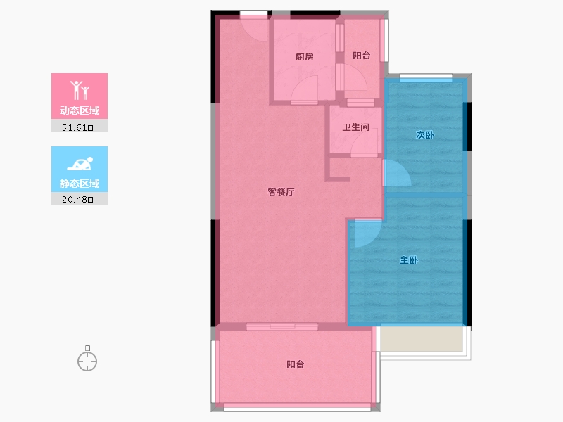 贵州省-遵义市-万象绿城 桐乐府-70.00-户型库-动静分区