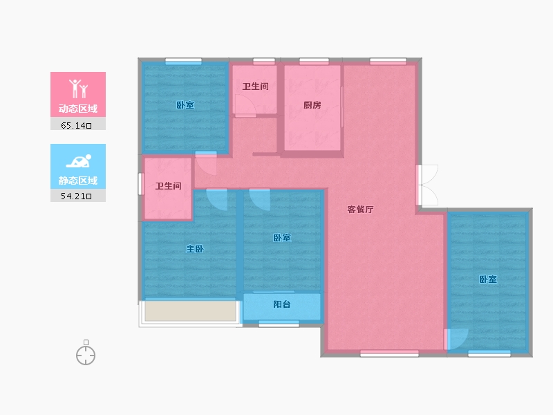 内蒙古自治区-呼和浩特市-左右城-119.24-户型库-动静分区