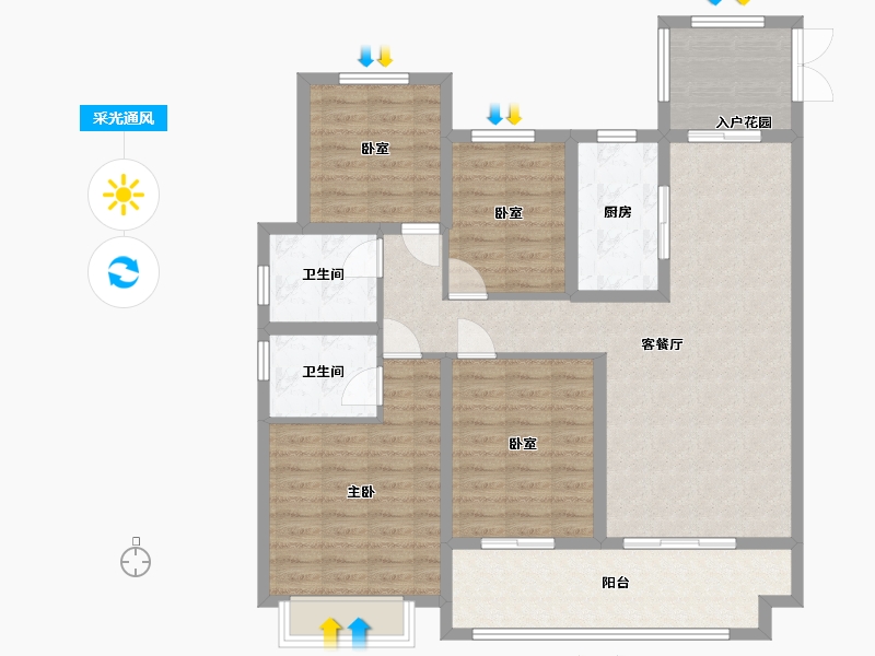 河南省-许昌市-东湖天墅-111.00-户型库-采光通风