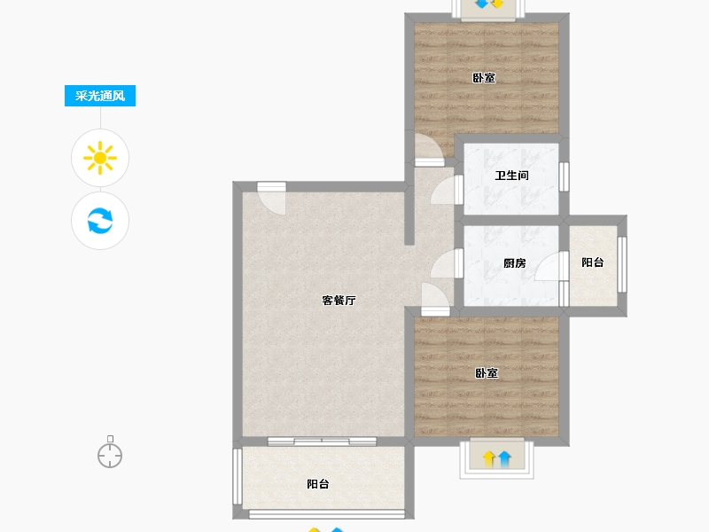 广东省-广州市-运动员村三区-76.00-户型库-采光通风