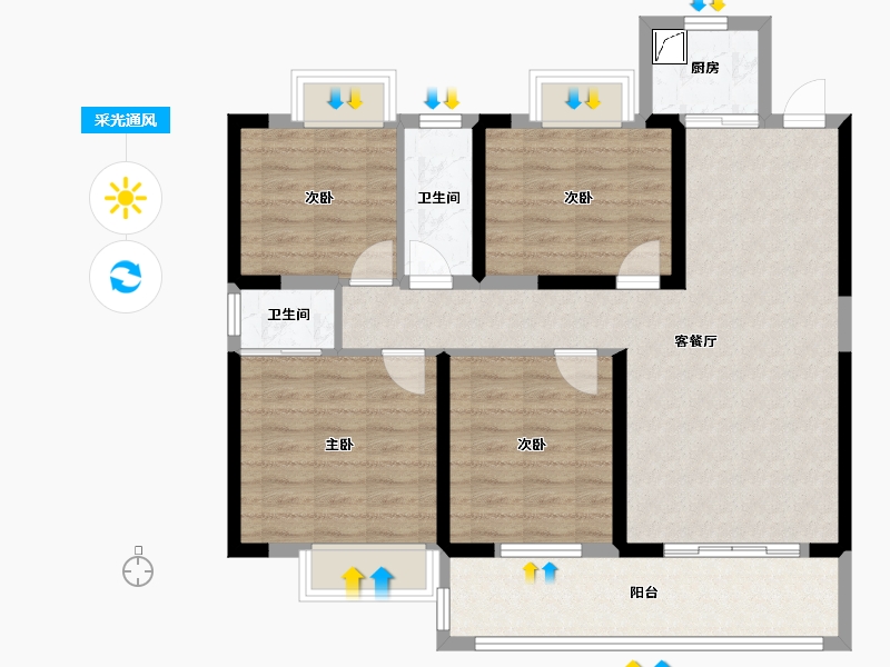 江西省-赣州市-时代国风府-102.50-户型库-采光通风