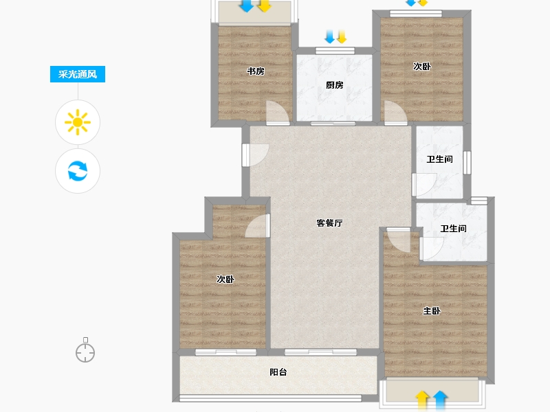 浙江省-杭州市-叠潮雅庭-117.00-户型库-采光通风