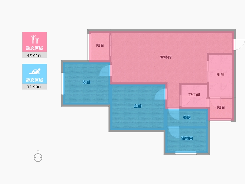 四川省-成都市-学府-阳光北区-89.09-户型库-动静分区