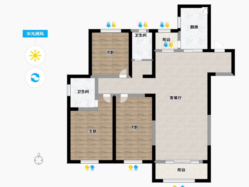 山东省-滨州市-九龙湖-104.00-户型库-采光通风