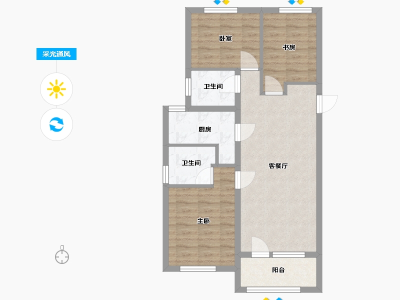 河北省-唐山市-嘉誉瀞湖-70.00-户型库-采光通风