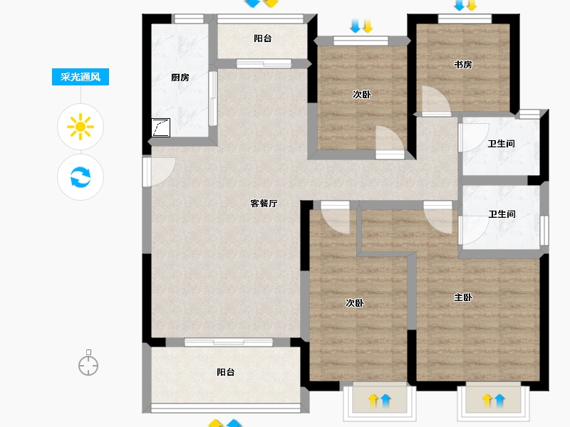 浙江省-杭州市-桃欣雅苑-95.00-户型库-采光通风