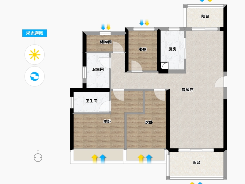 广东省-潮州市-潮州龙光阳光华府-112.50-户型库-采光通风