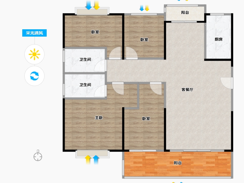 广东省-河源市-和平碧桂园星钻-120.53-户型库-采光通风