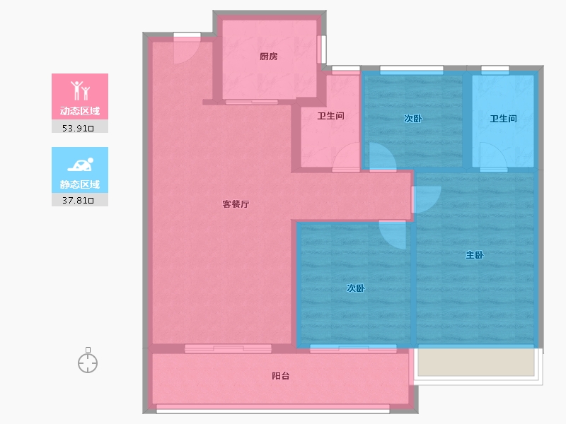 浙江省-温州市-金地商置碧桂园玉苍峯汇-82.40-户型库-动静分区