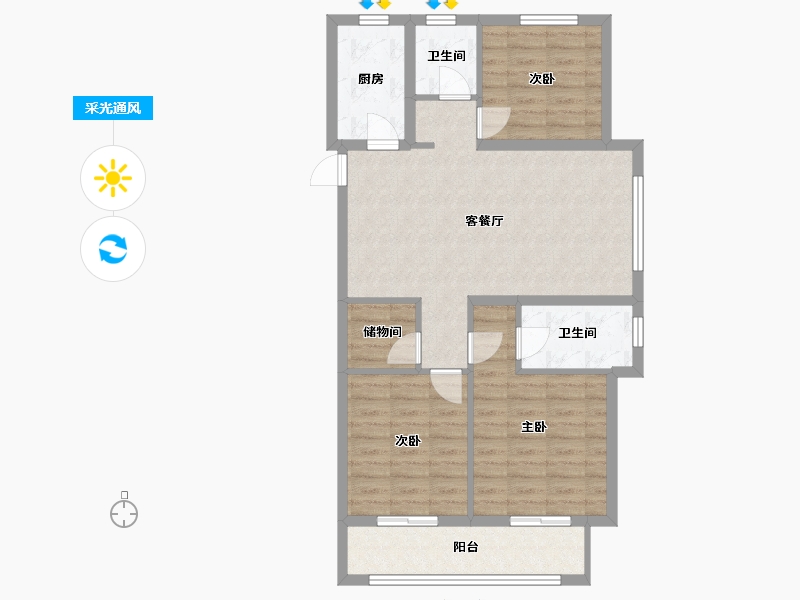 湖北省-武汉市-高科世茂十里星河-85.00-户型库-采光通风