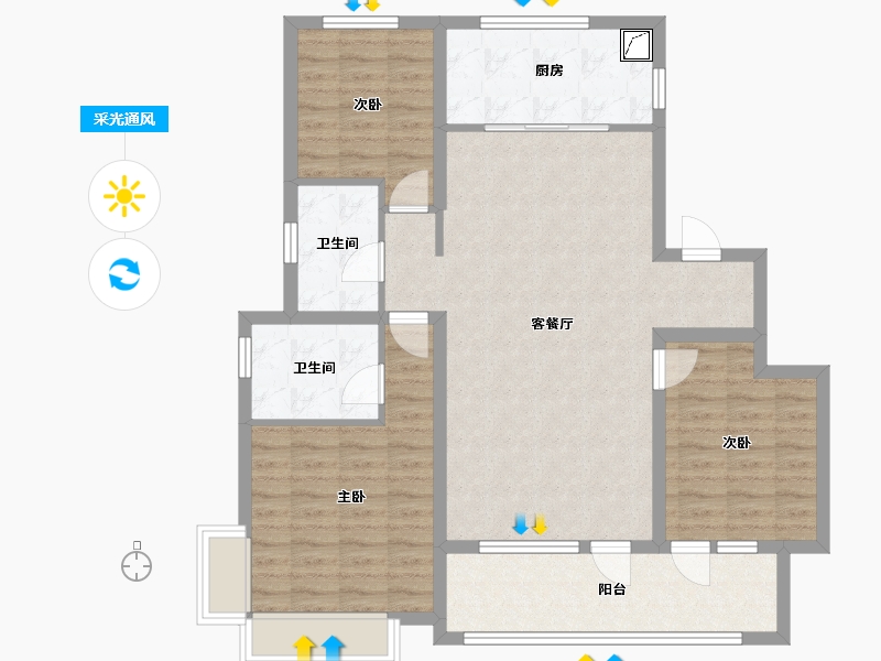 河北省-石家庄市-旭辉滨河江来（原旭辉公元）-100.00-户型库-采光通风