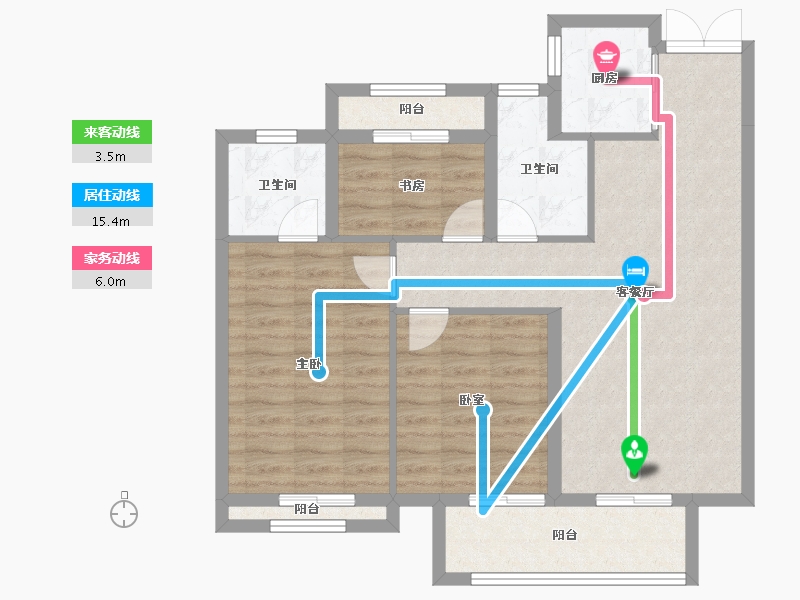 浙江省-温州市-水头·江南壹号院-86.40-户型库-动静线