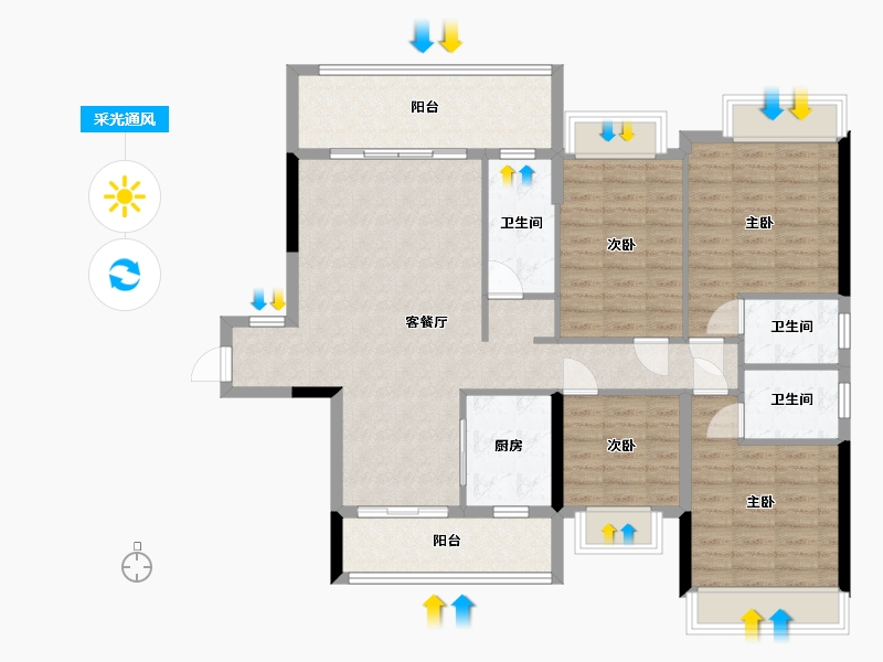 广东省-梅州市-锦绣江南-130.00-户型库-采光通风