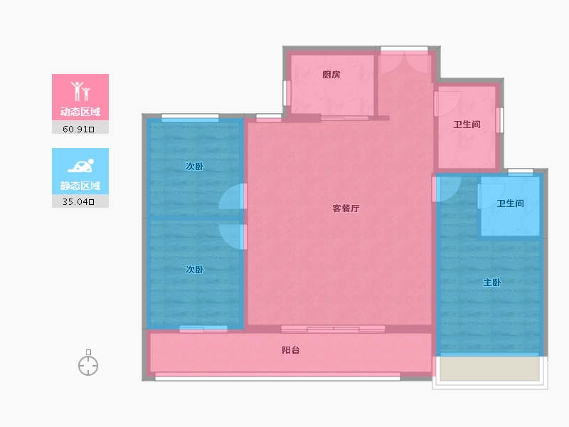 浙江省-温州市-美的君兰锦绣-86.40-户型库-动静分区