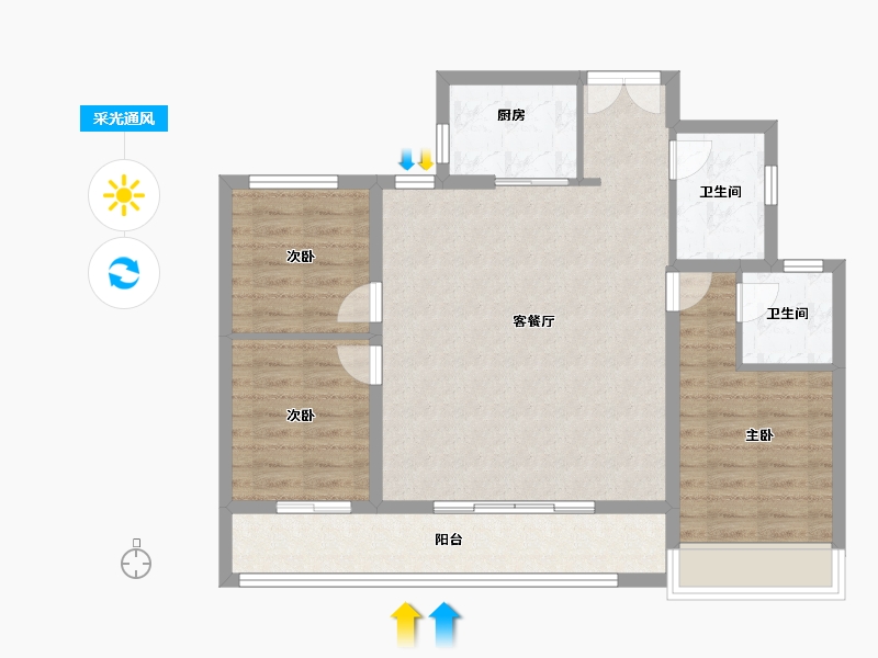 浙江省-温州市-美的君兰锦绣-86.40-户型库-采光通风