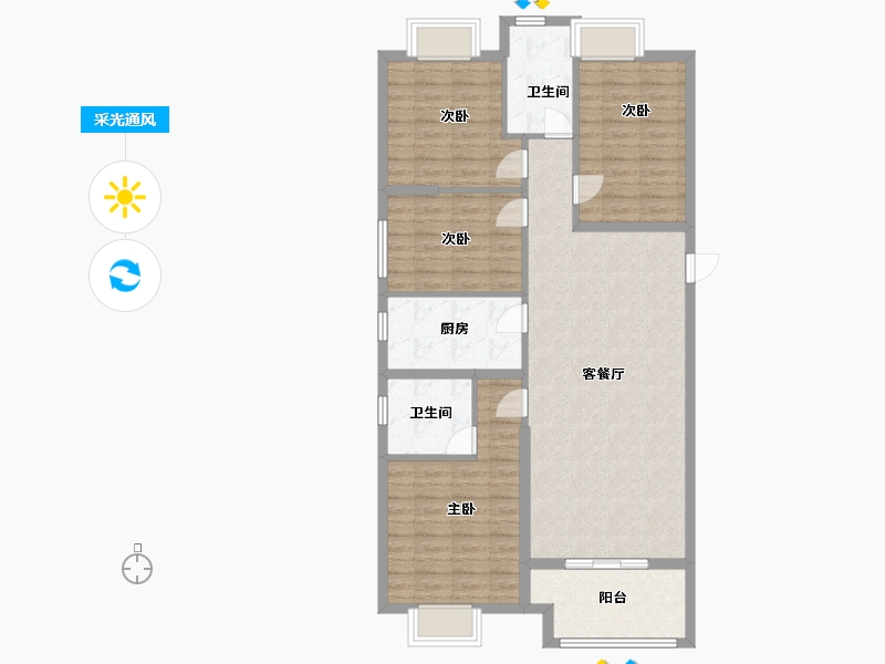 福建省-泉州市-世茂摩天城四期-105.00-户型库-采光通风