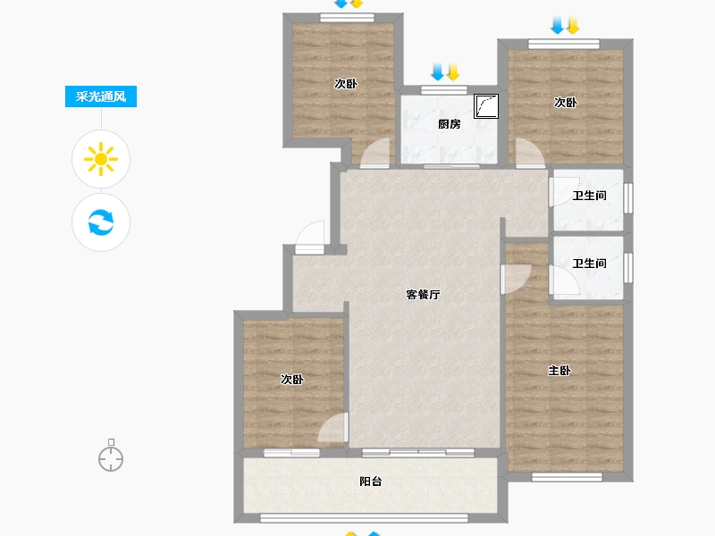 山东省-泰安市-肥城上城郦景-100.00-户型库-采光通风