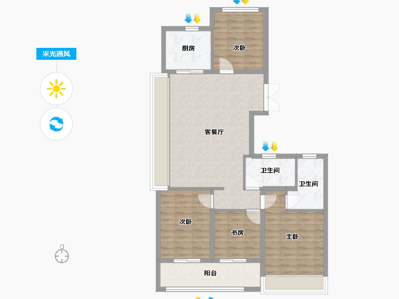 浙江省-温州市-东厦滨江上品-95.31-户型库-采光通风